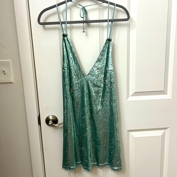 Free People Dresses & Skirts - NWOT FREE PEOPLE BLUE SEQUIN DRESS SZ S